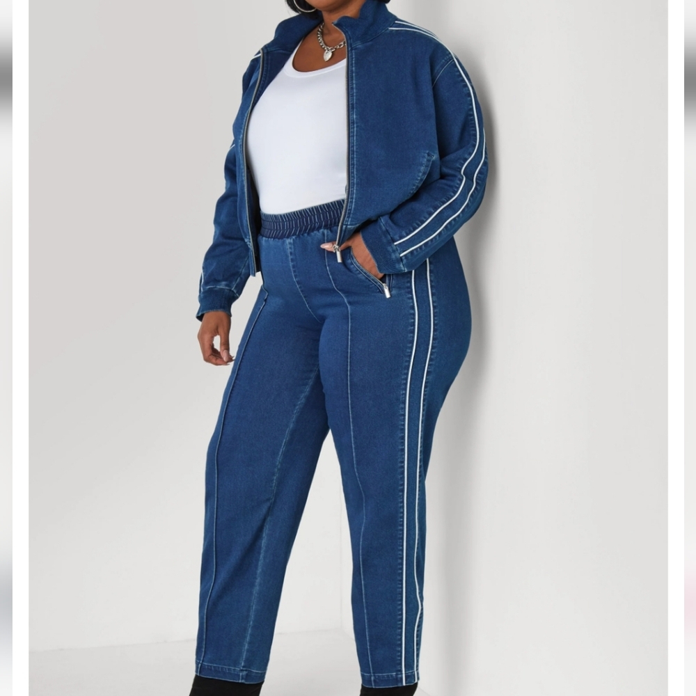 Piped Denim Track Jacket - Picture 4 of 5